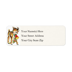 Little Reindeer Vintage Christmas Return Address Label