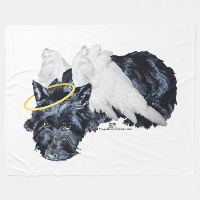 Little Resting Scottie Angel Fleece Blanket (Front (Horizontal))