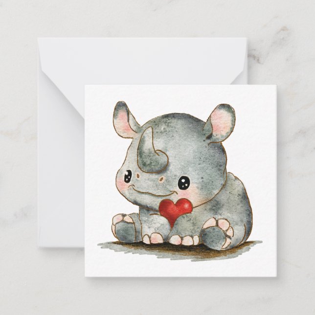 Little Rhino Flat  Card (Front)