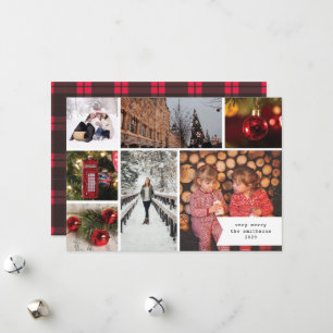 Little Ribbon Multi Photo Christmas Red Plaid Holiday Card