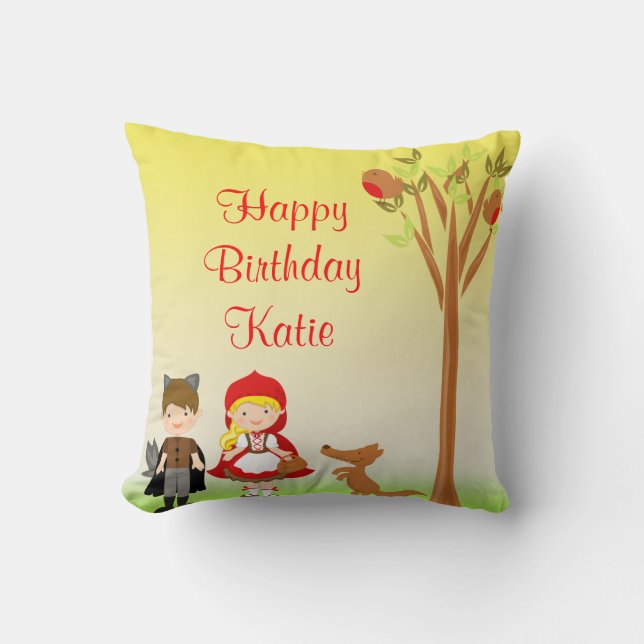 Little Riding Hood Birthday Celebration Cushion (Front)