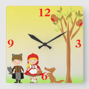 Little Riding Hood Birthday Celebration Square Wall Clock