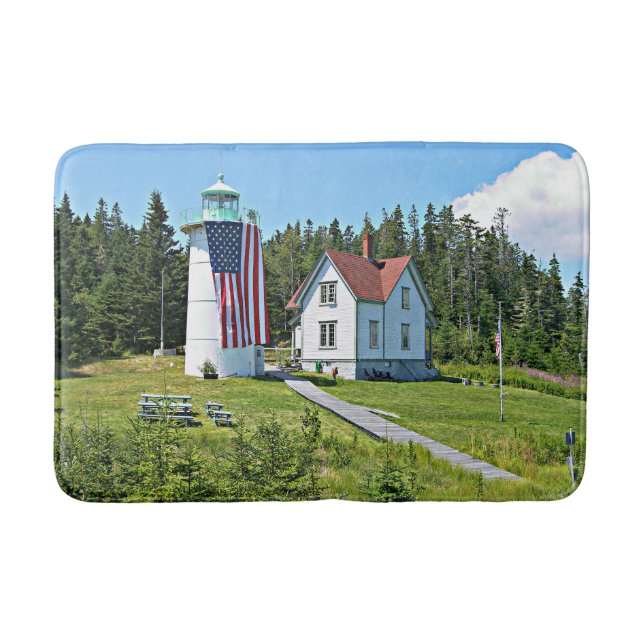 Little River Lighthouse, Cutler Maine Bath Mat (Front)