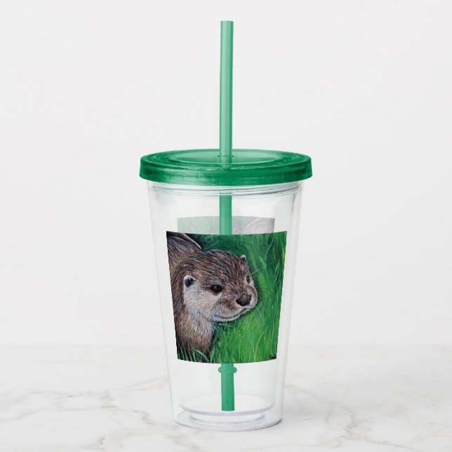 Little River Otter Painting Acrylic Tumbler (Front)