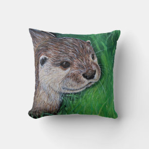 Little River Otter Painting Cushion