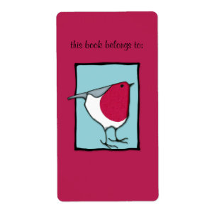 Little Robin blue Bookplate Label