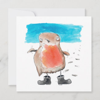 Little Robin Wearing Wellies Holiday Card
