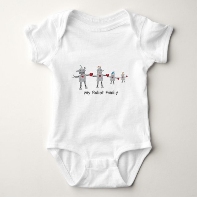 Little Robot Family Baby Bodysuit (Front)
