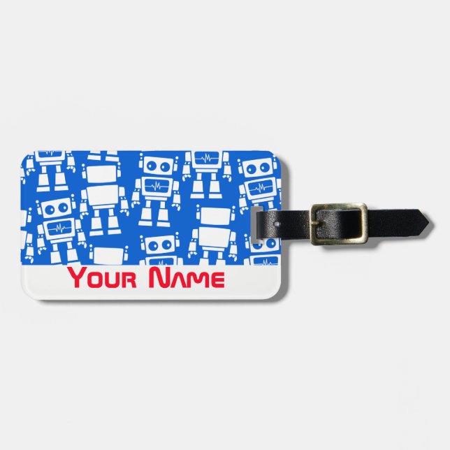 Little robots luggage tag (Front Horizontal)