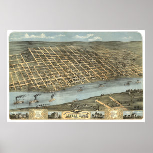 Little Rock, AR 1871 Panoramic Birds Eye View Poster