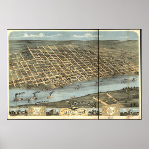 Little Rock Arkansas 1871 Panoramic Map Poster