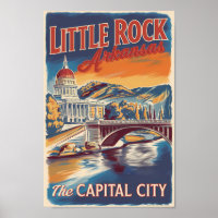 Little Rock Arkansas Painterly Travel Art Vintage