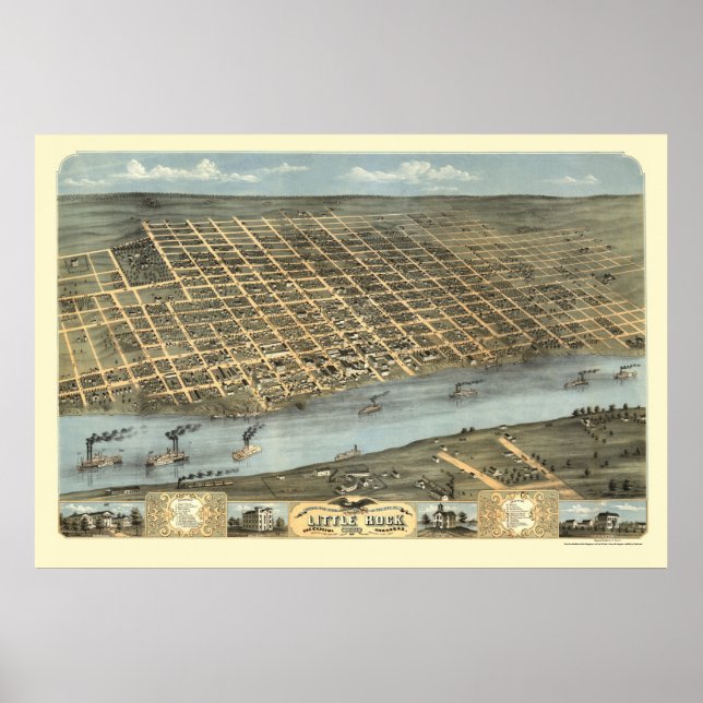 Little Rock, Arkansas Panoramic Map - 1871 Poster (Front)