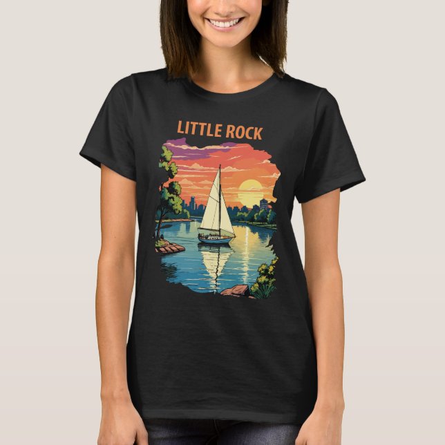 Little Rock Arkansas River Retro Travel T-Shirt (Front)