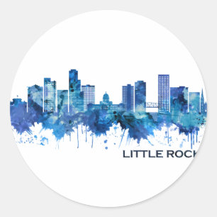 Little Rock Arkansas Skyline Blue Classic Round Sticker
