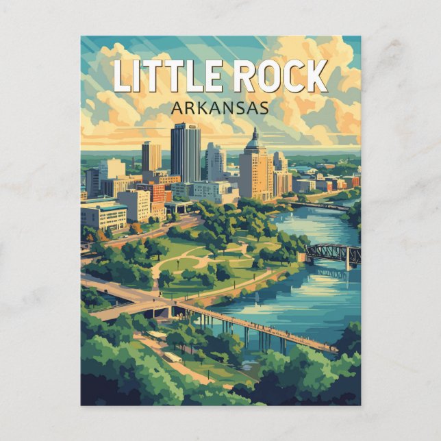 Little Rock Arkansas Travel Art Vintage Postcard (Front)