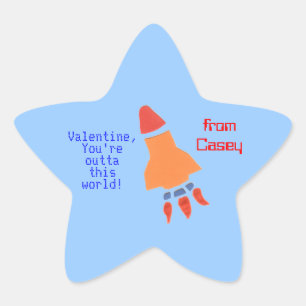 Little rocket personalised valentine sticker