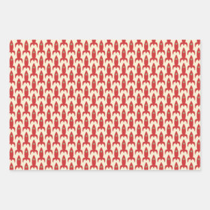 Little Rockets Retro Midcentury Modern Space Age Wrapping Paper Sheet