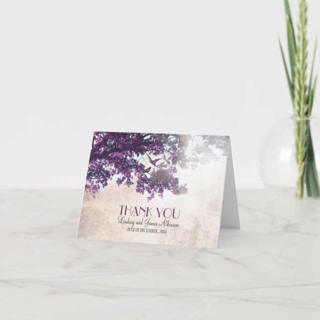 Little romantic thank you card with purple tree (Front)