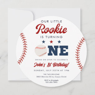 Little Rookie Baseball 1st Birthday Ball Invitation