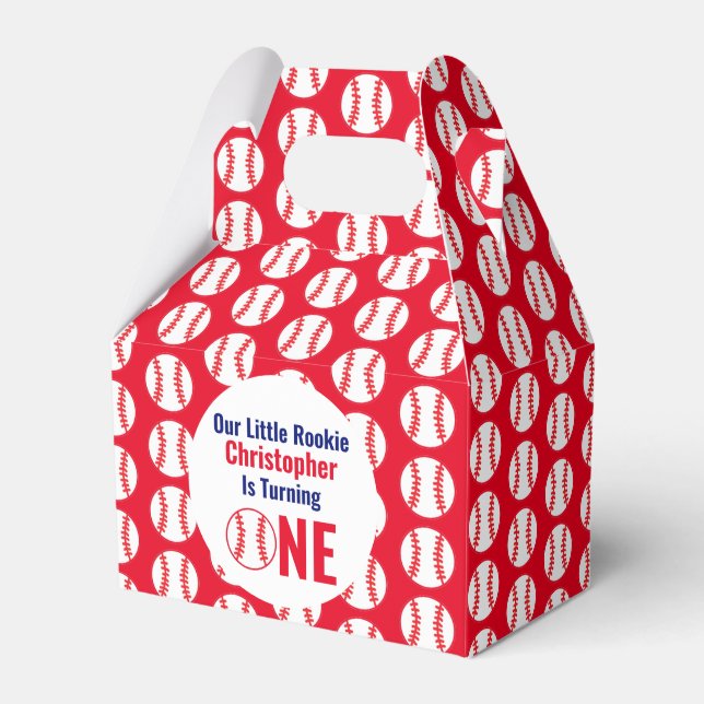 Little Rookie Baseball 1st Birthday Favour Box (Front Side)