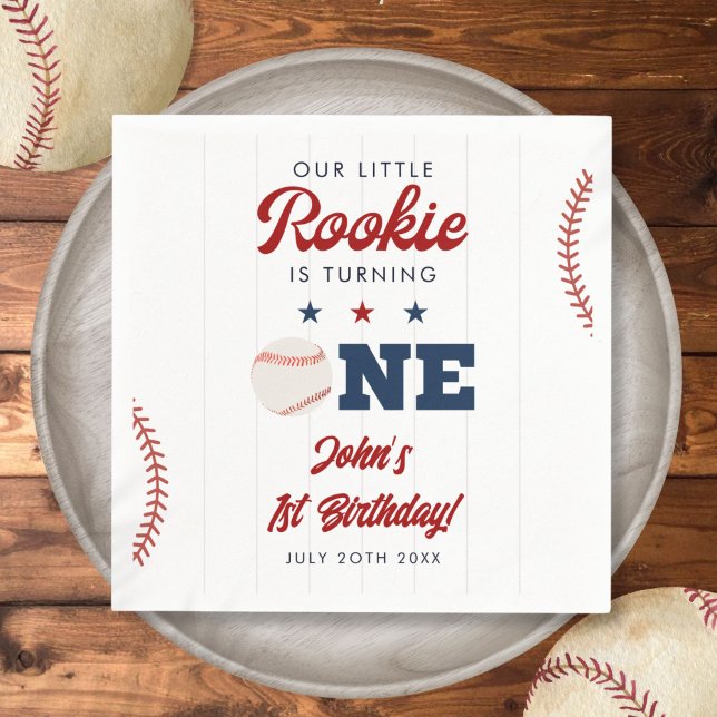 Little Rookie Baseball 1st Birthday Napkin (Little Rookie Baseball 1st Birthday Napkins)