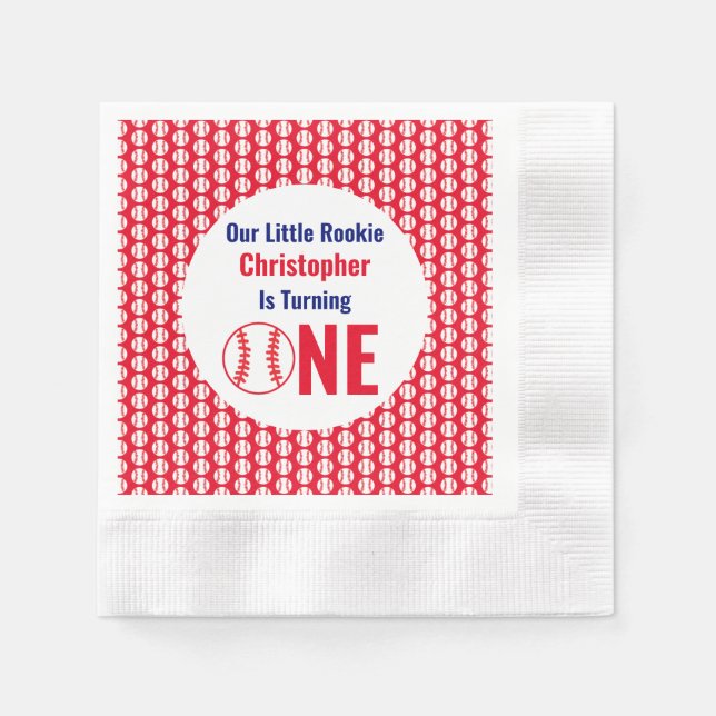 Little Rookie Baseball 1st Birthday Napkin (Front)