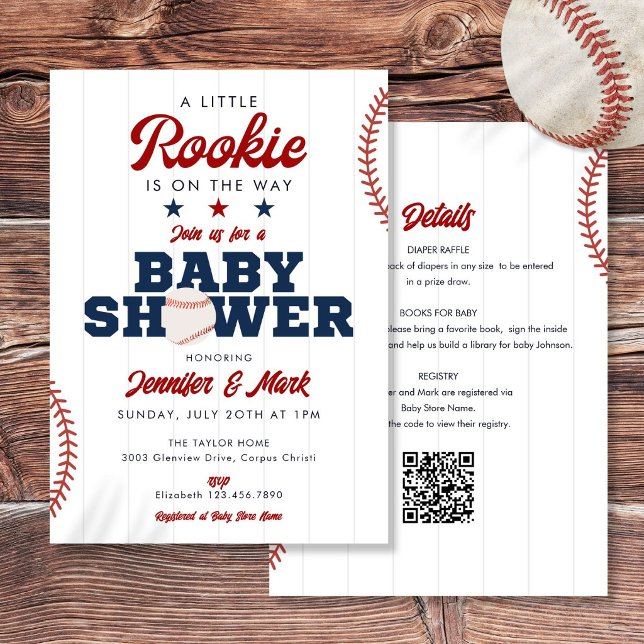 Little Rookie Baseball All In One Baby Shower Invitation (Little Rookie Baseball All In One Baby Shower Invitation)