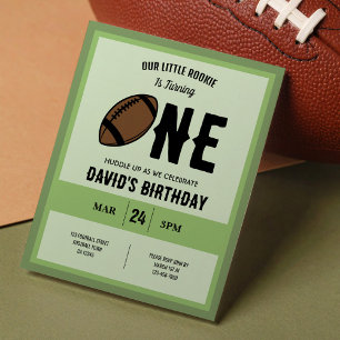Little Rookie Football Budget 1st Birthday Invite