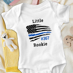 Little Rookie Personalised Thin Blue Line Police B Baby Bodysuit