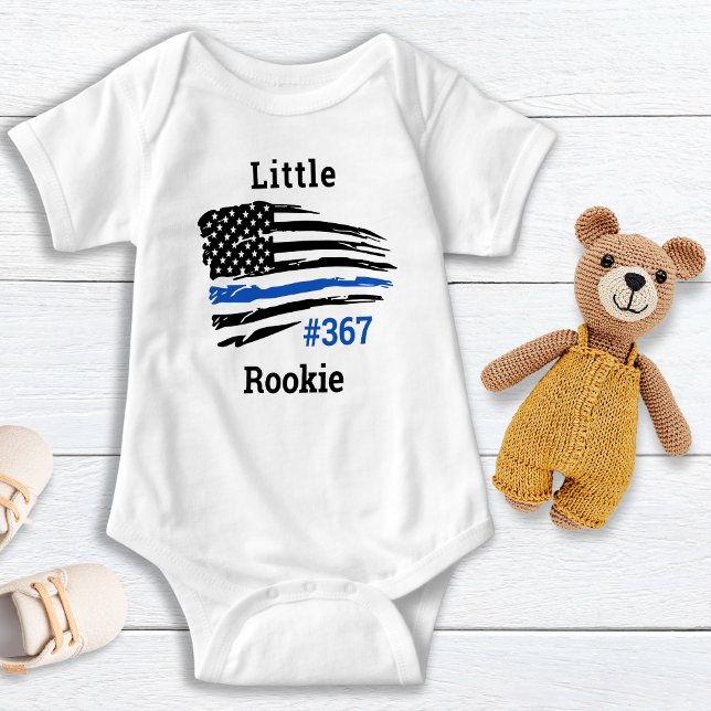 Little Rookie Personalized Thin Blue Line Police Baby Bodysuit (Creator Uploaded)