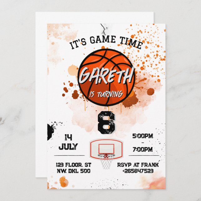 Little Rookie Soccer Navy Orange Boys Birthday Invitation (Front/Back)