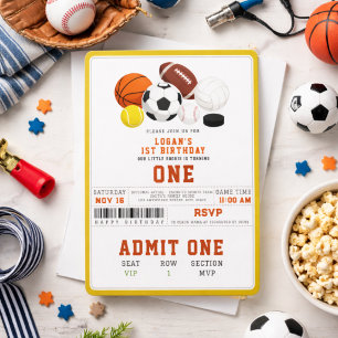 Little Rookie Sports 1st Birthday   Fun All-Star  Invitation