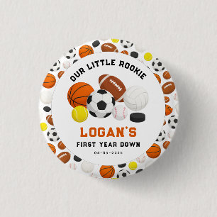 Little Rookie Sports 1st Birthday Party All-Star 3 Cm Round Badge