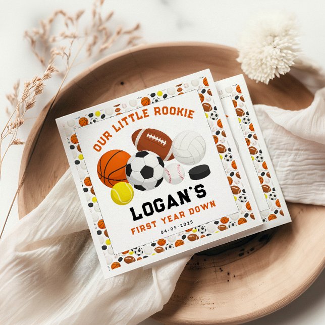 Little Rookie Sports 1st Birthday Party | All-Star Napkin (Little Rookie Sports 1st Birthday Party | All-Star Napkins
)