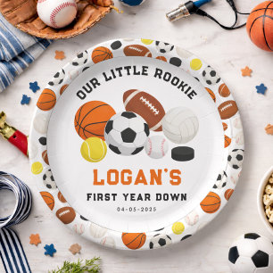 Little Rookie Sports 1st Birthday Party   All-Star Paper Plate