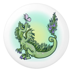 little Rosemary Dragon Ceramic Knob