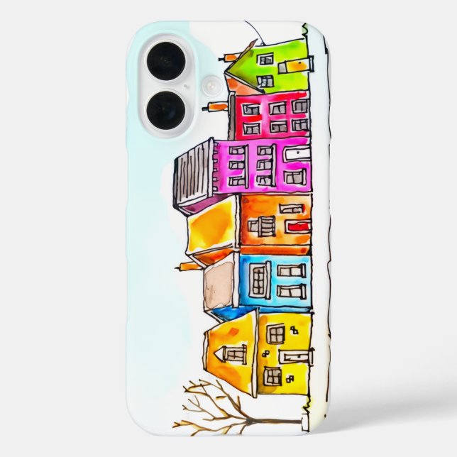 Little Row of Colourful Houses  Case-Mate iPhone Case (Back)