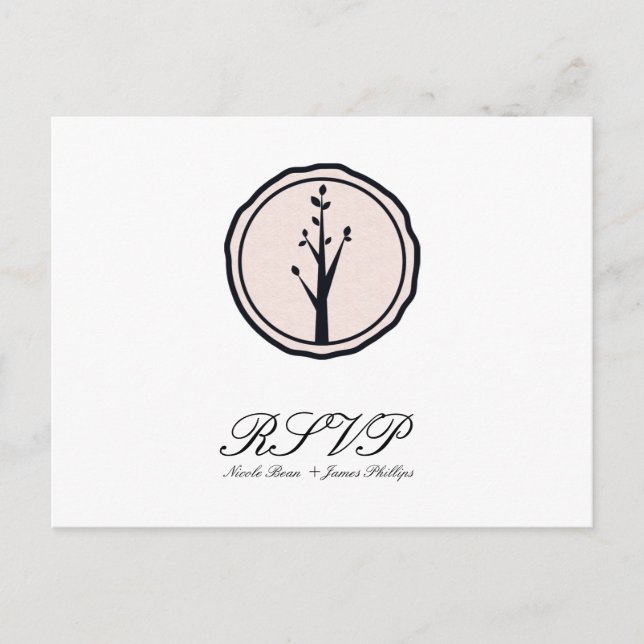 Little Rustic Tree Nature Wedding RSVP Reply Invitation Postcard (Front)