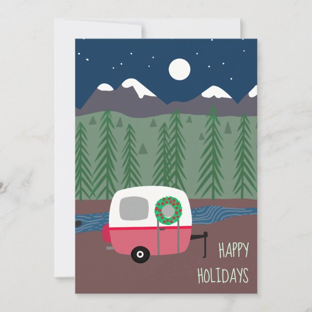 Little RV Camper Christmas Flat Card (Front)