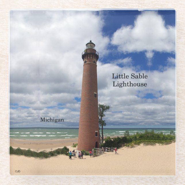 Little Sable Point Lighthouse glass coaster (Front)