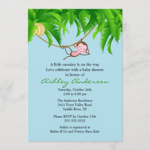 Little Safari Monkey Baby Shower Invitation