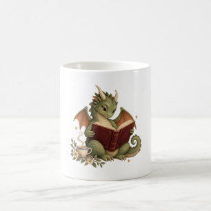 Little Sage Dragon Reading a Book with Tea Mug