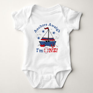 Little Sailboat 1st Birthday Baby Bodysuit