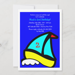 Little Sailboat Birthday Party Invitation