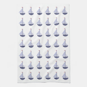 little sailboat NAUTICAL KITCHEN navy Tea Towel