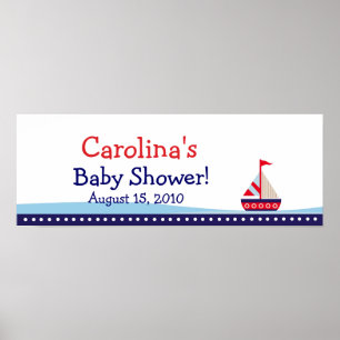Little Sailboat Personalised Baby Shower Banner Poster