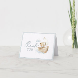 Little Sailor Bear Baby Shower Folded Thank You Card