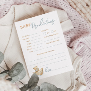 Little Sailor Bear Baby Shower Predictions Card