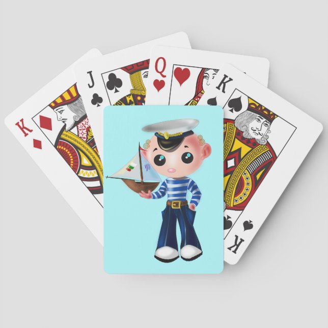 Little Sailor Boy Playing Cards - Customisable (Back)